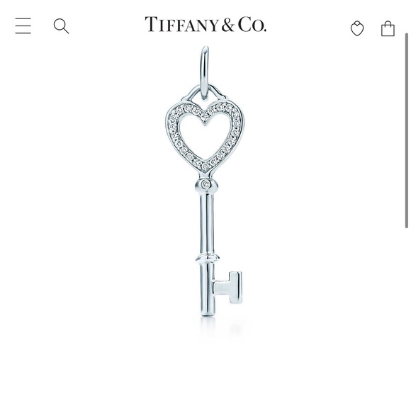 TIFFANY & CO 18k White Gold Heart Key w/ diamonds - Picture 5 of 5